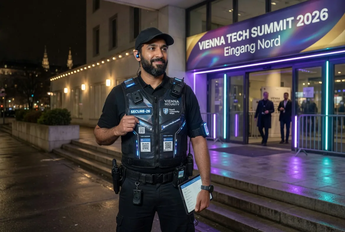 Security-Mitarbeiter im Anzug beim Einlass einer Veranstaltung